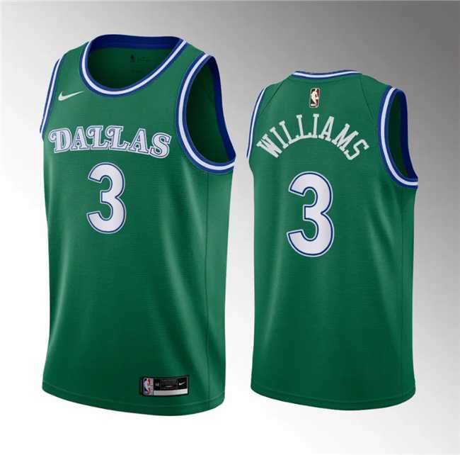 Men's Dallas Mavericks #3 Grant Williams Green Classic Edition Stitched Basketball Jersey Dzhi